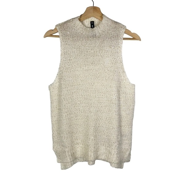 Lord & Taylor Design Lab White Metallic Sleeveless Sweater M - Picture 1 of 5